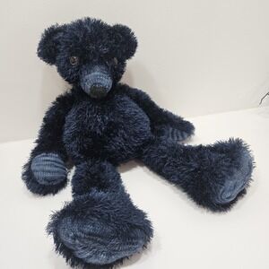 Handmade Large Blue Yarn Teddy Bear Fuzzy Floppy Cute Brown Eyes
